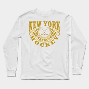 Vintage Retro New York Rangers Hockey Long Sleeve T-Shirt